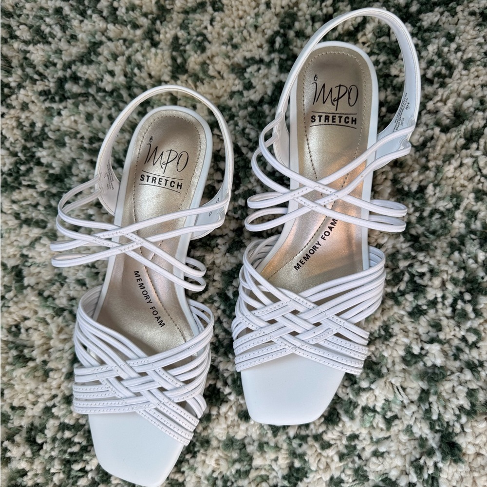 Never worn! Impo memory foam Women's Elegant White Strappy Heels - Picture 2 of 4